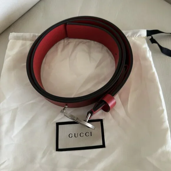 NWT Gucci Celeria Interlocking G Red Leather Belt - size 90 Cm 36 In GG Logo